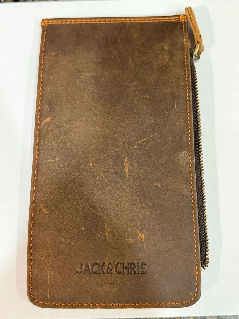 Jack&Chris Brown Leather Multi Credit Card Organizer Wallet with Zipper Pocket